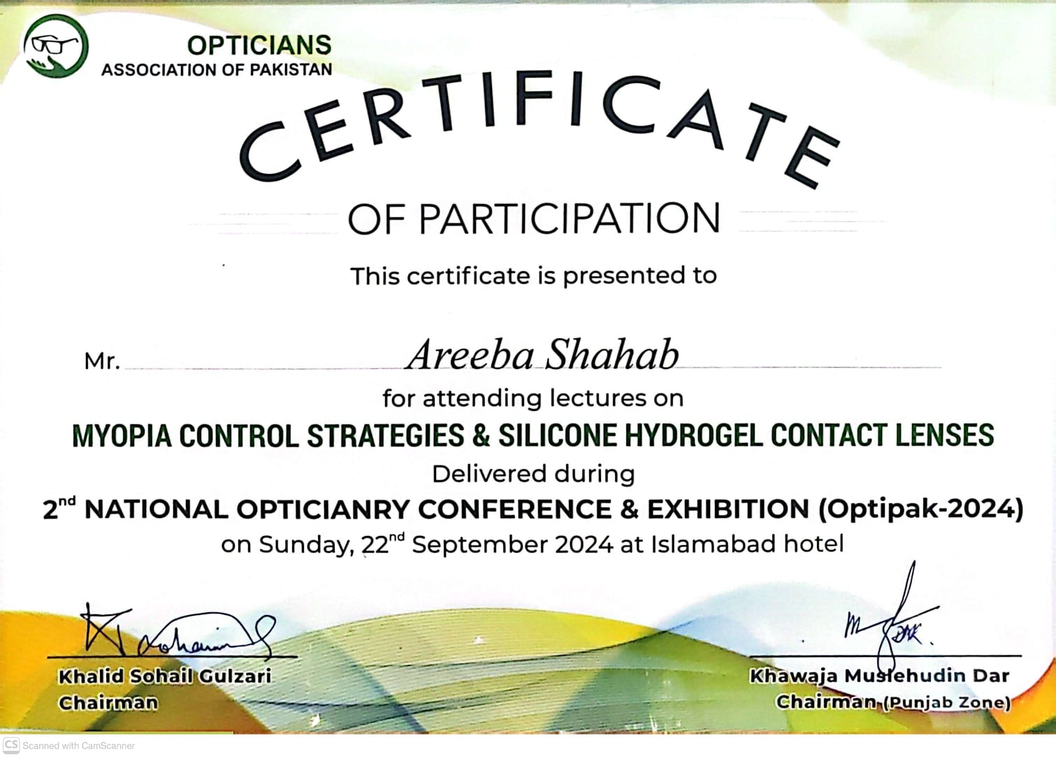 Certification of Dr. Areeba Shahab